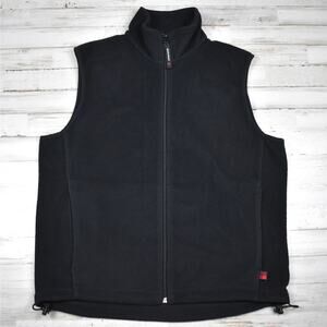 Woolrich lightweight full zip black fleece vest Men's sz medium outdoor gorpcore